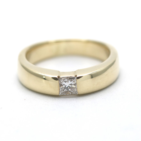 Solitär Spannring Ring 585 Gold 14 Karat Gelbgold Diamant Princess Wert 2500,-