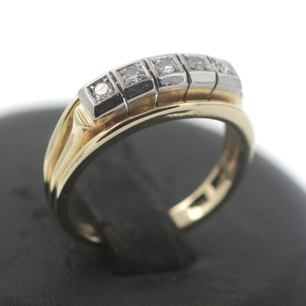 Bicolor Diamant Gold Ring 585 14 Kt 0,20 Ct Weißgold Gelbgold Wert 940,-