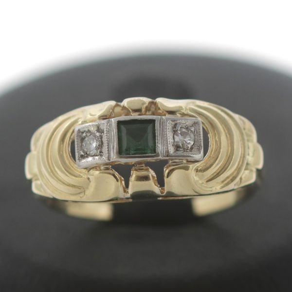 Antiker Diamant Ring 585 Gold 14 Kt Turmalin Bicolor Wert 490;