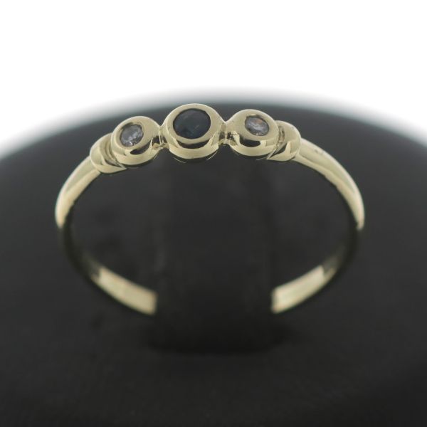 Saphir Ring 585 Gold 14 Kt Gelbgold Zirkonia Edelstein Damen Wert 260,-
