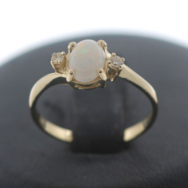 Ring Brillant Gold 585 14 Kt Diamant 0,08 Ct Opal Gelbgold Wert 320,-