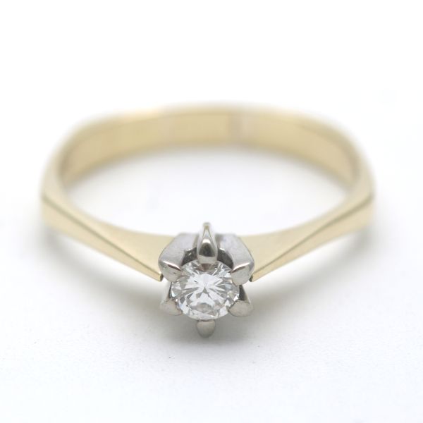 Solitär Diamant Ring 585 Gold 14 Kt Bicolor 0,35 Ct Brillant Wert 1990,-