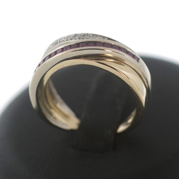 Rubin Ring 585 Gold Brillant Diamant 0,22 CT 14 Kt Bicolor Wert 999,-