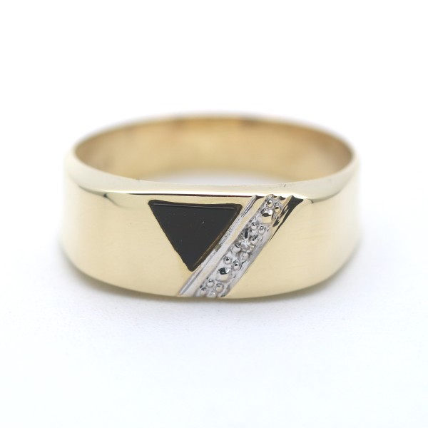 Herren und Damen Diamant Onyx Ring 333 Gold 8 Karat Bicolor Wert 220,-