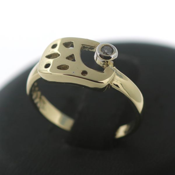 Brillant Gold Ring 585 14 Kt Gelbgold Weißgold 0,04 Ct Diamant Wert 460,-