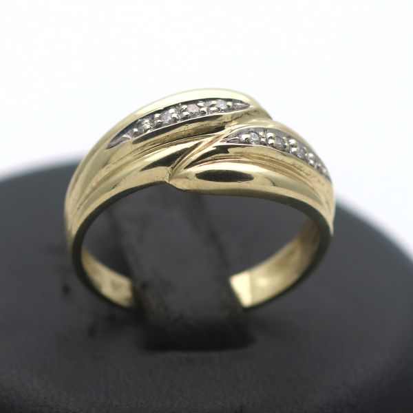 Bicolor Brillant Gold Ring 585 14 Kt Gelbgold Weißgold 0,07 Ct Damen Wert 700,-