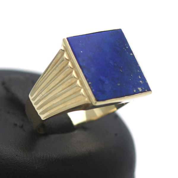 Lapis Lazuli Siegel Gold Ring 585 14 Kt Gelbgold Edelstein Krone Wert 1400,-