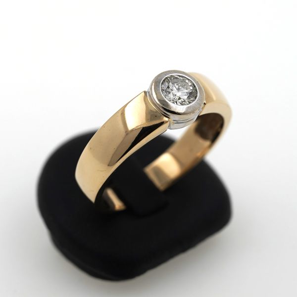 Solitär Diamant Brillant Ring 585 Gold 14 Kt Bicolor Wert 3100,-