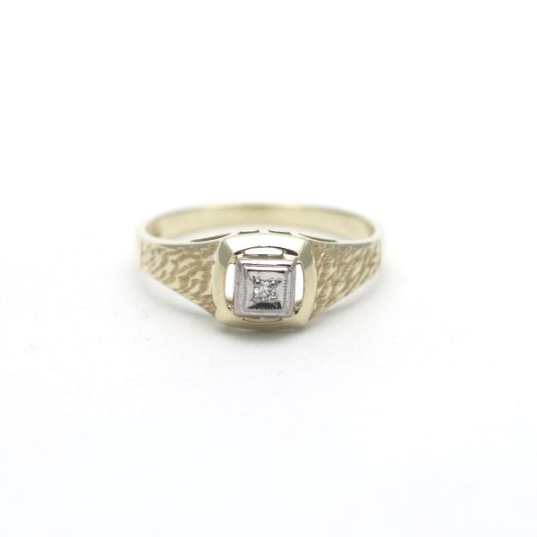 Solitär Diamant Ring 585 Gold Bicolor Weißgold Gelbgold 14 Kt Wert 350,-