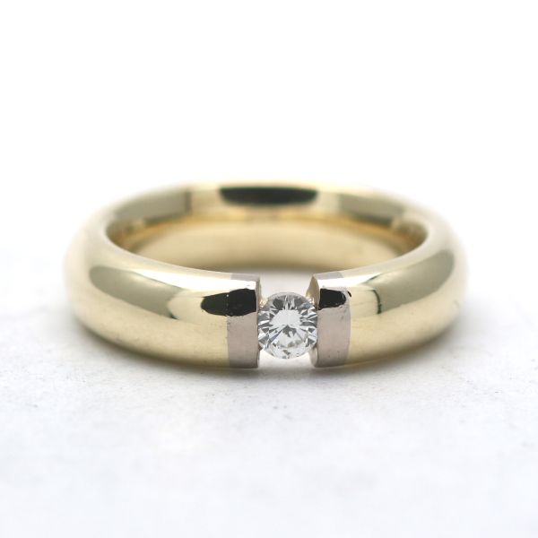 Spann Ring 585 Gold 14 Kt Gelbgold Weißgold Diamant 0,20 CT Brillant Wert 2250,-