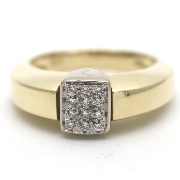 Diamant Ring 750 Gold 18 Kt Bicolor 0,12 Ct Brillant Wert 1600,-