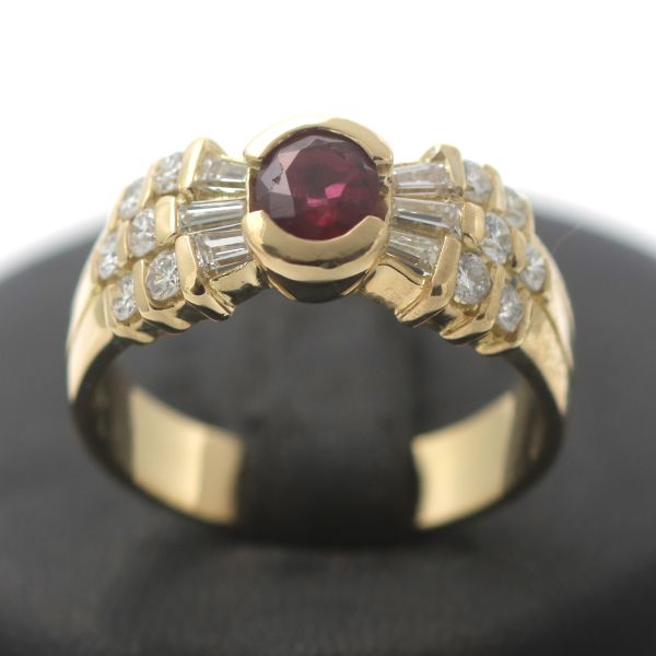Brillant Rubin Gold Ring 750 18 Kt Gelbgold 0,80 Ct Diamant Goldring Wert 2800,-