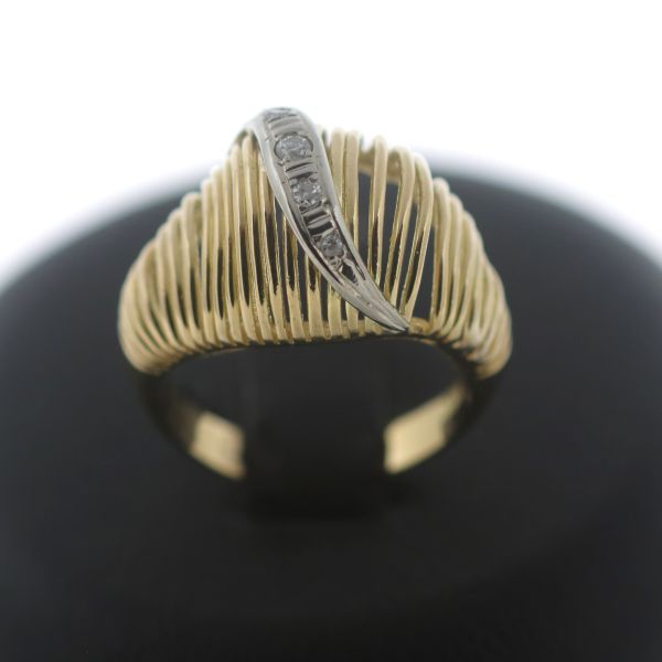 Diamant Achtkant Ring 750 Gold 18 Karat Gelbgold Weißgold 0,08 Ct Wert 790,-
