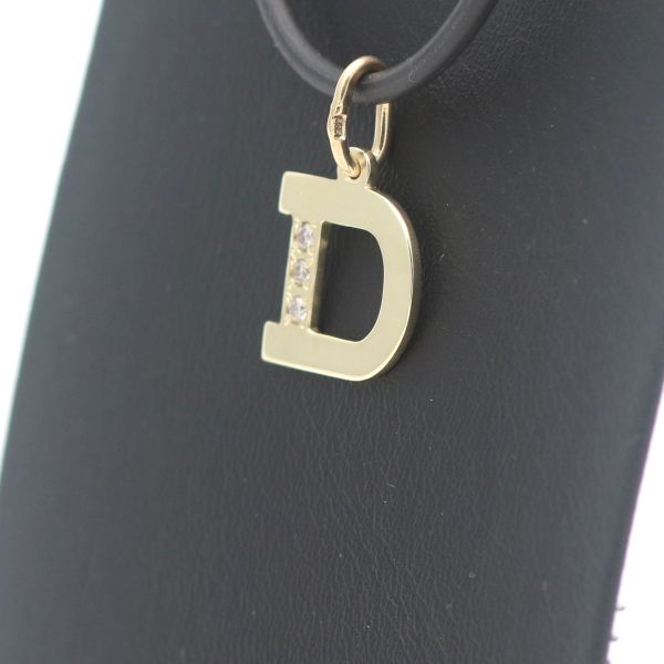 Diamant Buchstaben "D" Anhänger 585 Gold 14 Kt Gelbgold Wert 270,-