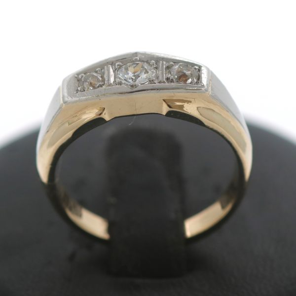Art Deco Ring 585 Platin Gold 14 Karat Bicolor Diamant 0,25 CT Wert 1350,-