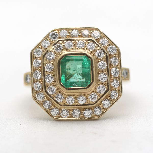 Ring 750 Gold 18 Karat Smaragd Diamant 1,5 CT Brillant Wert 5100,-