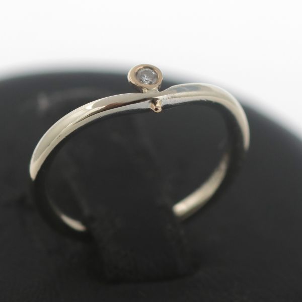 Bicolor Brillant Gold Ring 585 14 Kt 0,03 Ct Diamant Wert 250,-