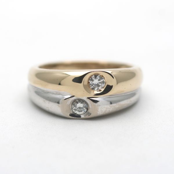 Ring 585 Gold 14 Kt Bicolor Diamant Brillant 0,20 Ct Wert 1399,-