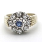 Antik Brillant Ring 585 Gold Saphir 14 Kt Gold Diamant 0,55 Ct Bicolor Wert 1900
