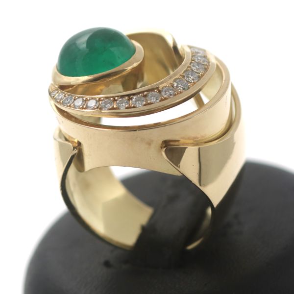 Ring 750 Gold 18 Kt Smaragd 5,0 CT Diamant 0,65 CT Brillant Emerald Wert 19000,-