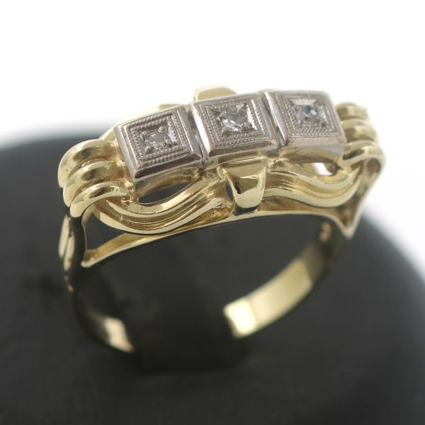 Bicolor Diamant Gold Ring 585 14 Kt 0,09 Ct Wert 880,-