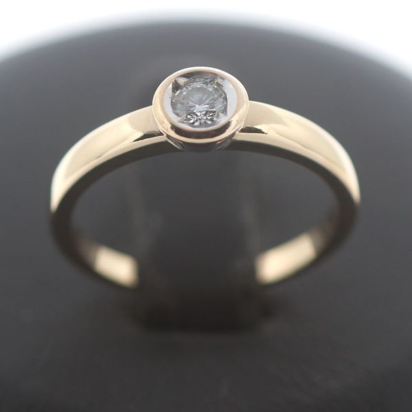 Solitär Brillant Ring 585 Gold 14 Kt Gelbgold 0,15 Ct Diamant Wert 600,-