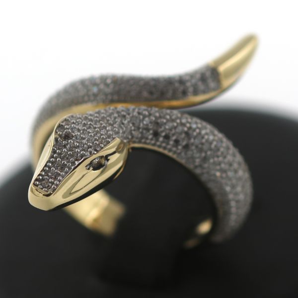 Schlangen Zirkonia Ring 750 Gold 18 Kt Gelb -Weißgold Wert 1100,-