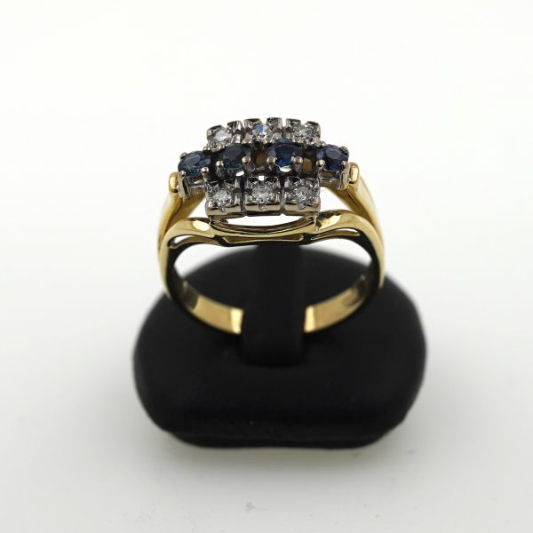 Ring 585 Gold Diamant 0,15 Ct 14 Kt Gelbgold Saphir Vintage Gr. 55 Wert 920,-