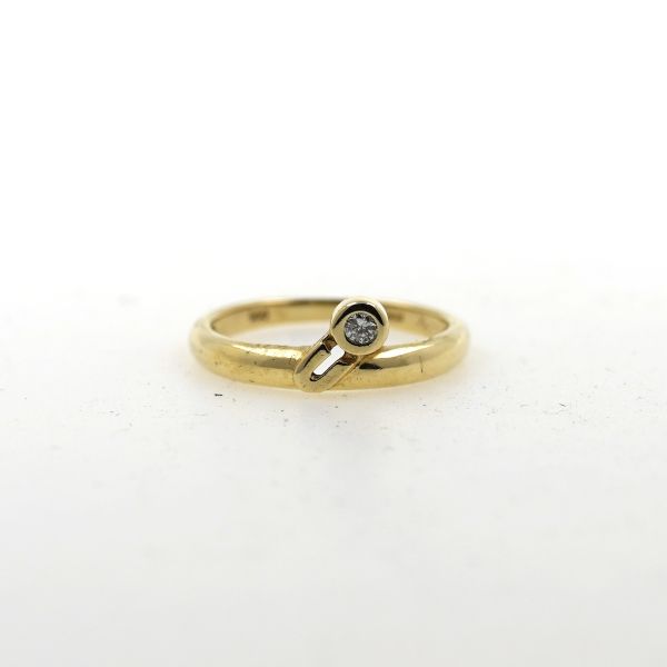 Solitär Ring 585 Gold 14 Kt Gelbgold Diamant 0,04 CT Brillant Damen Wert 420,-