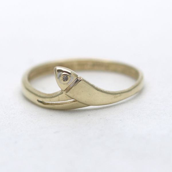 Diamant Schlangen Gold Ring 585 14 Kt Gelbgold Goldring Solitär Damen Wert 280,-