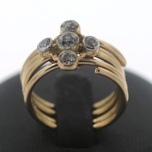 Ring 750 Gelbgold 18 Kt Antik Diamant 0,80 Ct Wert 1900,-