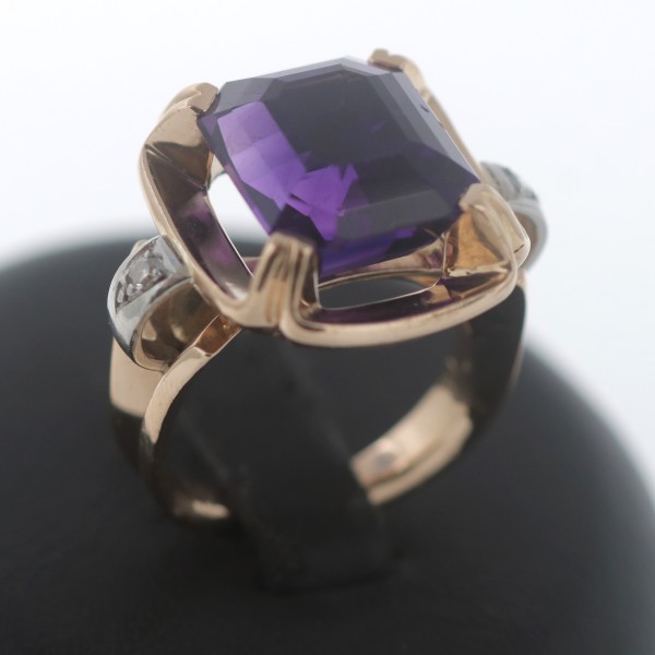 Amethyst Brillant Ring 750 Gold 0,05 Ct Diamant Wert 1960,-