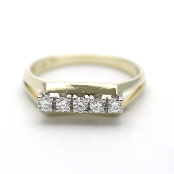 Vintage Diamant Ring 585 Gold 14 Kt Gelbgold 0,25 Ct Wert 950,-
