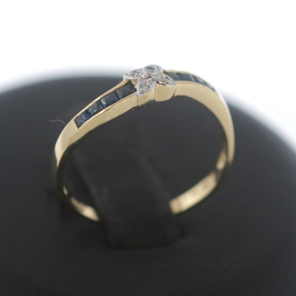 Ring 750 Gold Saphir Achtkant Diamant 18 Kt Gelbgold Wert 480,-
