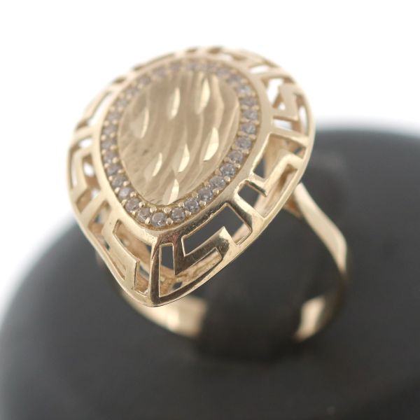 Zirkonia Greco Muster Ring 585 Gold 14 Kt Gelbgold Wert 580,-