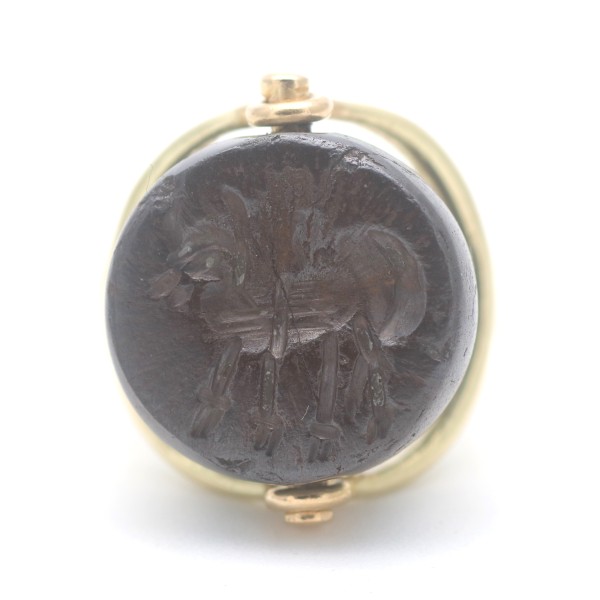 Antik Siegel Ring 900 Gold 21,6 Kt Gelbgold Stierreiter Stempel