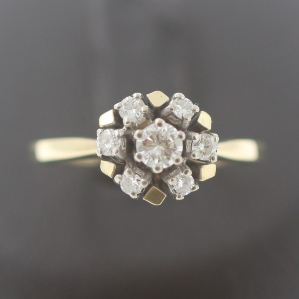 Brillant Ring 585 Gold 14 Kt 0,40 Ct Diamant Blüte Gelbgold Wert 1100,-