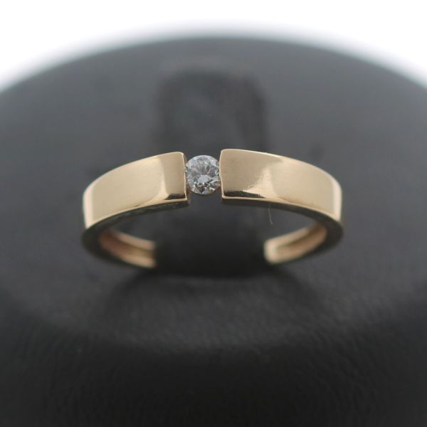 Solitär Diamant Ring 585 14 Kt Gold Brillant 0,08 Ct Gelbgold Wert 250,-