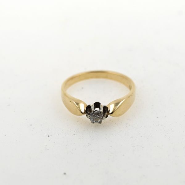 Solitär Ring 585 Gold 14 Karat Gelbgold Diamant 0,25 CT Antik Damen Wert 950,-