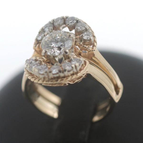Zweiteiliger Diamant Solitär Ring 585 Gold 14 Kt Gelbgold 1,51 Ct Wert 13900,-