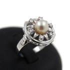 Diamant Perle Ring 585 Gold 14 Kt Weißgold 0,35 Ct Brillant Damen Wert 1450,-