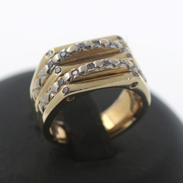 Funkelnder Bicolor Gold Ring 585 14 Kt Gelbgold Weißgold Farbsteine Wert 1200,-