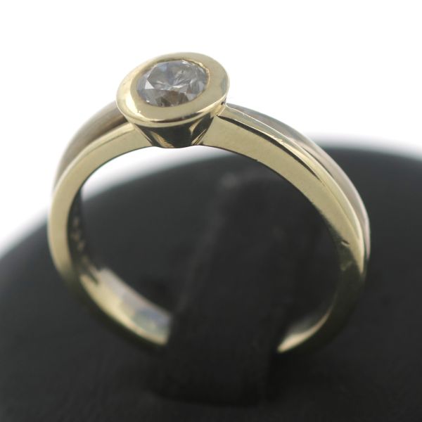 Solitär Ring 585 Gold 14 Karat Diamant Brillant 0,54 CT Bicolor Wert 1650,-