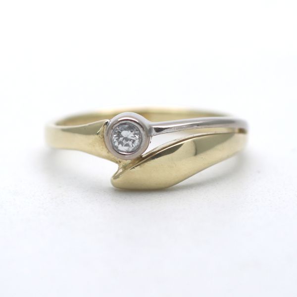 Solitär Diamant Ring 585 Gold Bicolor Weißgold Gelbgold 14 Kt Wert 350,-