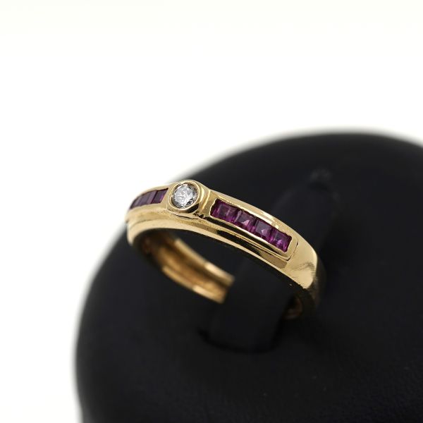 Diamant Rubin Brillant 0,12 CT Ring 750 Gold 18 Kt Gelbgold Wert 820,-
