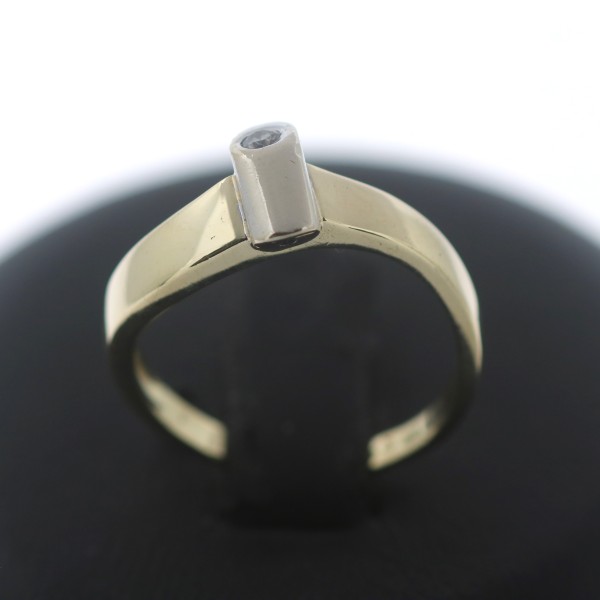 Solitär Brillant Ring 585 14 KT Gold Design Bicolor Wert 490,-
