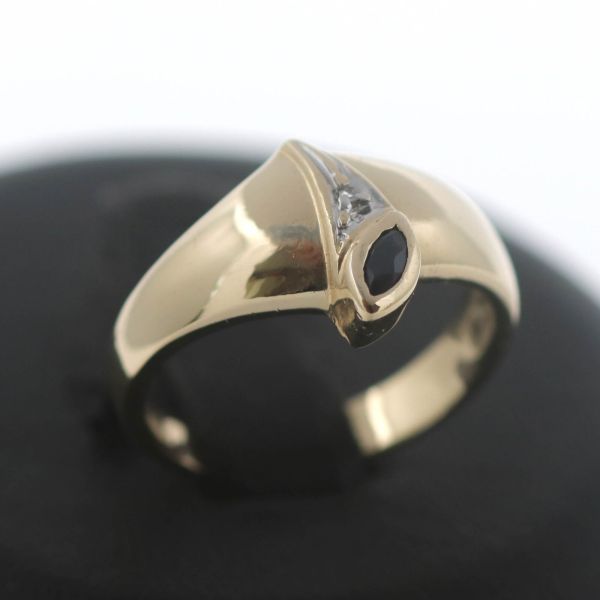 Saphir Diamant Gold Ring 585 14 Kt Gelbgold Weißgold 3,4 Gramm Wert 420,-