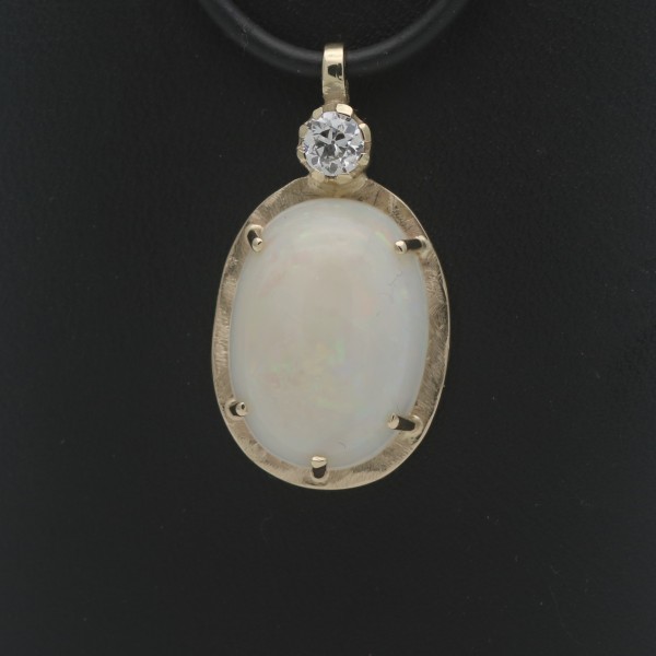 Diamant Opal Anhänger 585 Gold 14 Karat Gelbgold Vollopal 0,30 Ct Wert 1700,-