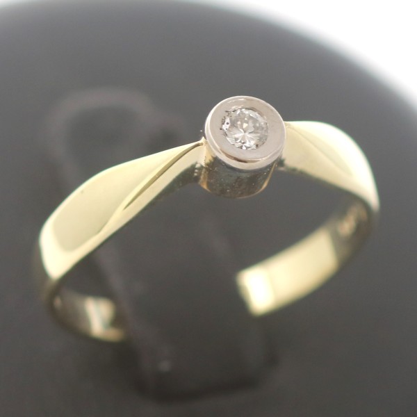 Solitär Brillant Ring 585 Gold Diamant 14 Kt bicolor Wert 470,-