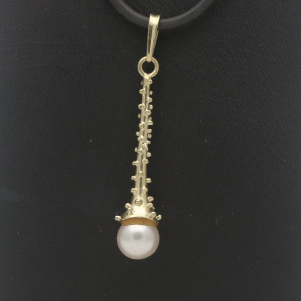 Handgemachter Perlen Gold Anhänger 585 14 Kt Akoya Zuchtperle Wert 340,-